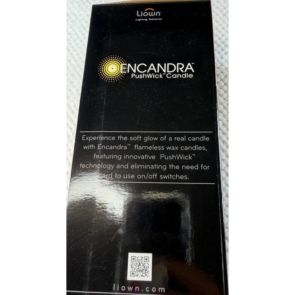 Encandra Liown PushWick Flameless Wax Candle White LED Pillar 100520509